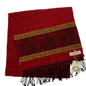 NWT Celtic Fire Aran Sweater Market Wool blend Scarf spell out unisex colorful